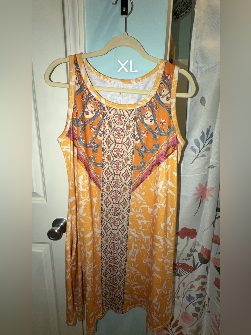 Sleeveless Floral Print Maxi Dress in Mustard Yellow